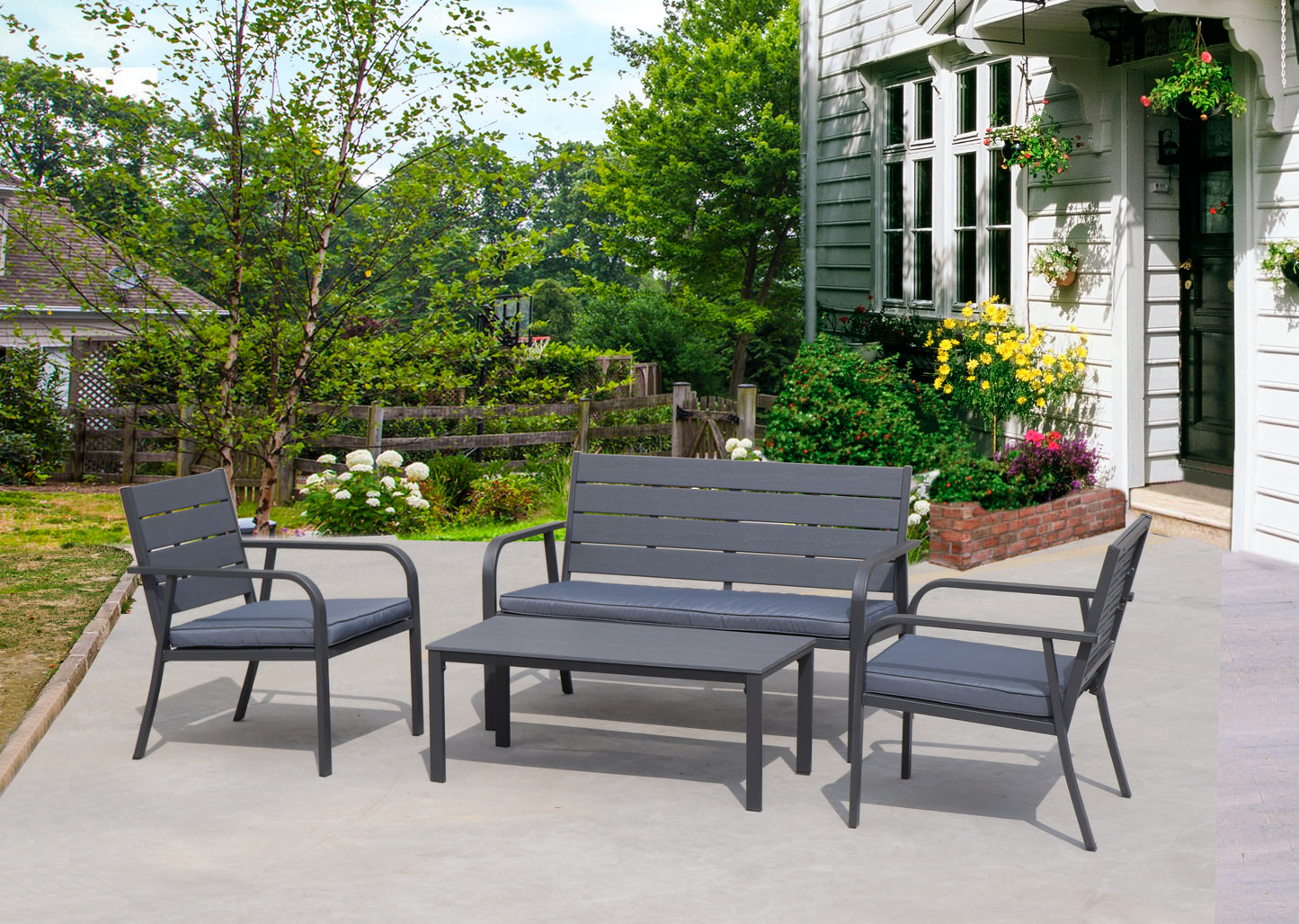 GARDEN CONVERSATION SOFA SET WITHOUT SEAT CUSHION