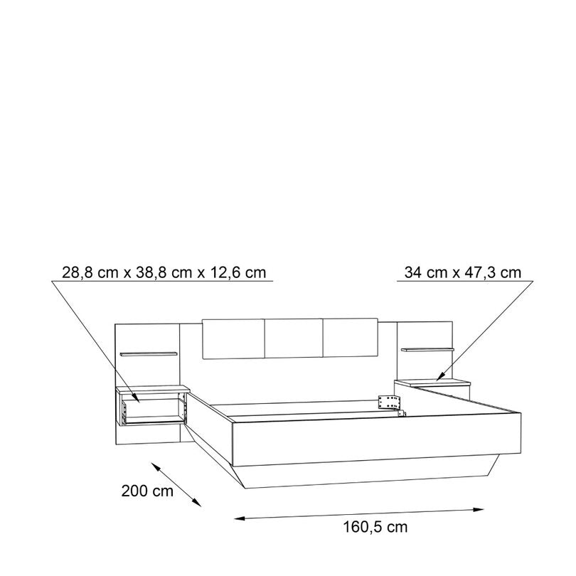 CHILLY BEDFRAME + BEDSIDES QUEEN SIZE