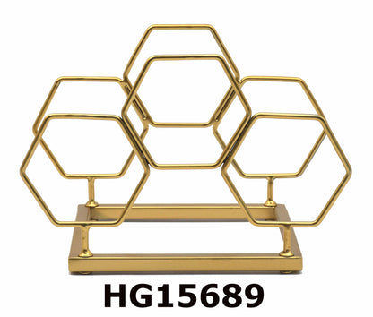 PENTAGONAL IRON WINE RACK FOR 3 BOTTLES
