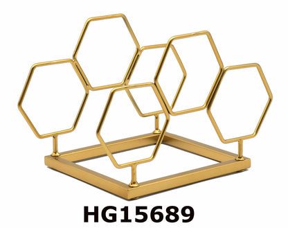 PENTAGONAL IRON WINE RACK FOR 3 BOTTLES