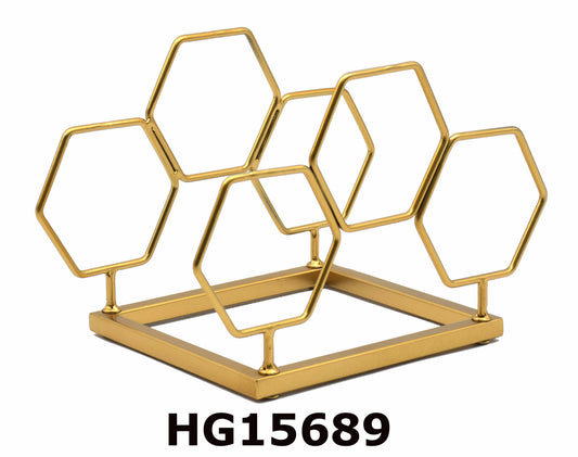 PENTAGONAL IRON WINE RACK FOR 3 BOTTLES