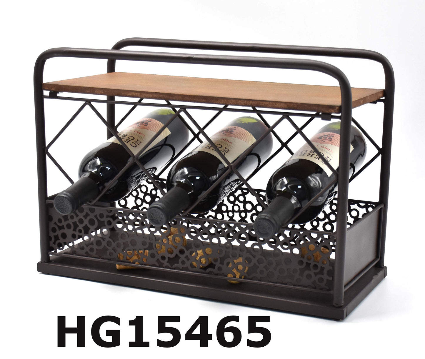 TABLE IRON & MDF WINE RACK 3 BOTTLES
