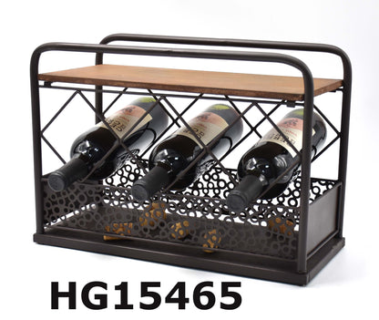 TABLE IRON & MDF WINE RACK 3 BOTTLES