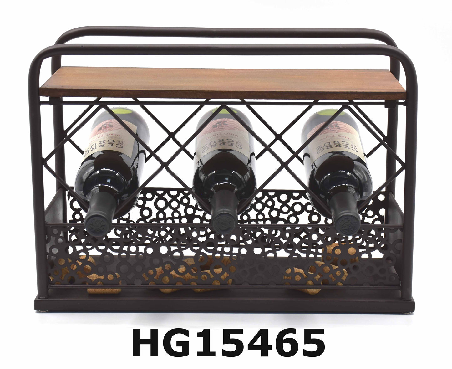 TABLE IRON & MDF WINE RACK 3 BOTTLES