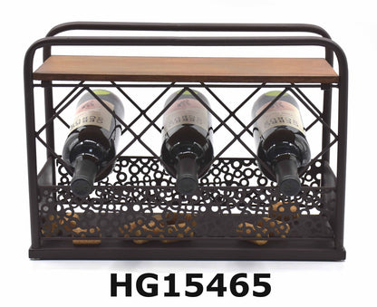 TABLE IRON & MDF WINE RACK 3 BOTTLES