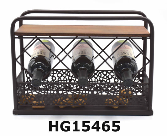 TABLE IRON & MDF WINE RACK 3 BOTTLES