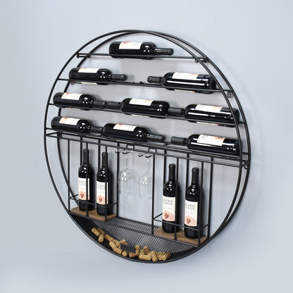 DIY ROUND WALL HANGING WINE RACK 14 BOTTLES