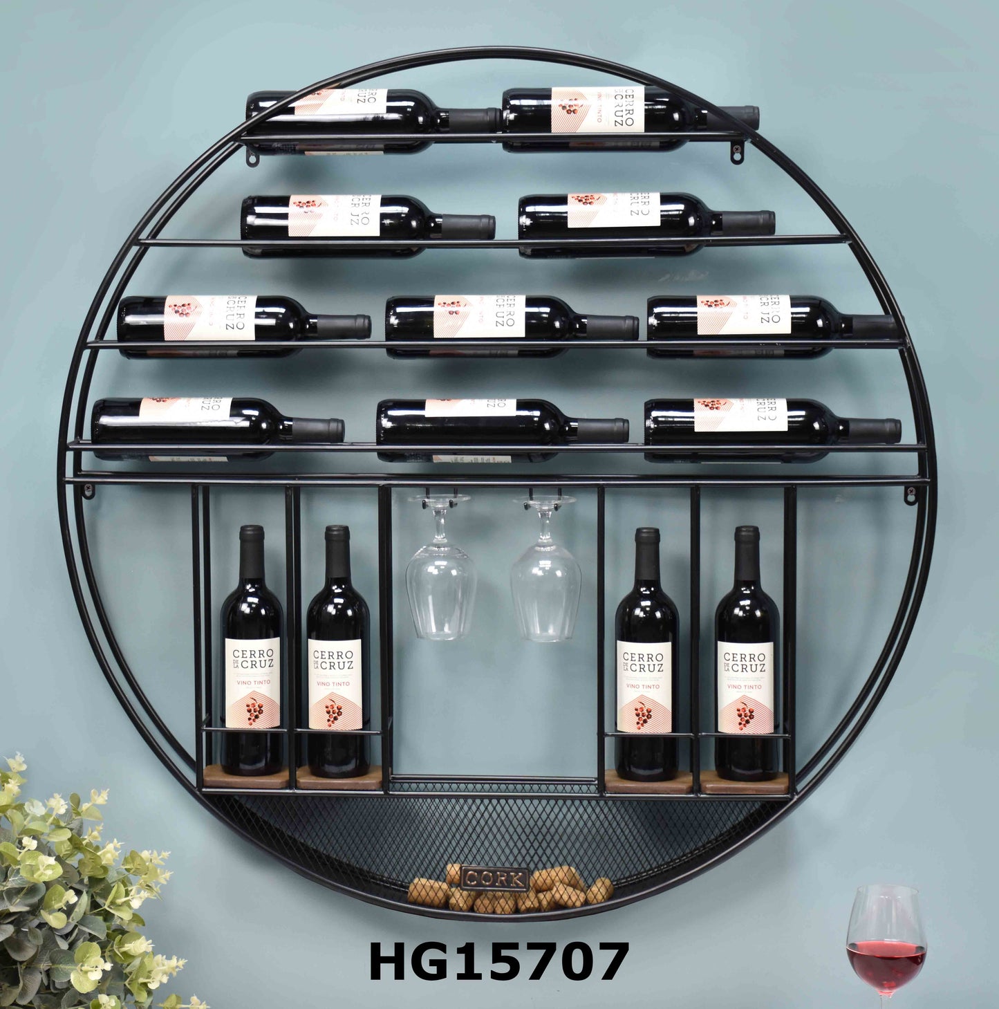 DIY ROUND WALL HANGING WINE RACK 14 BOTTLES
