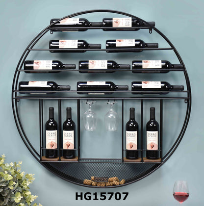 DIY ROUND WALL HANGING WINE RACK 14 BOTTLES