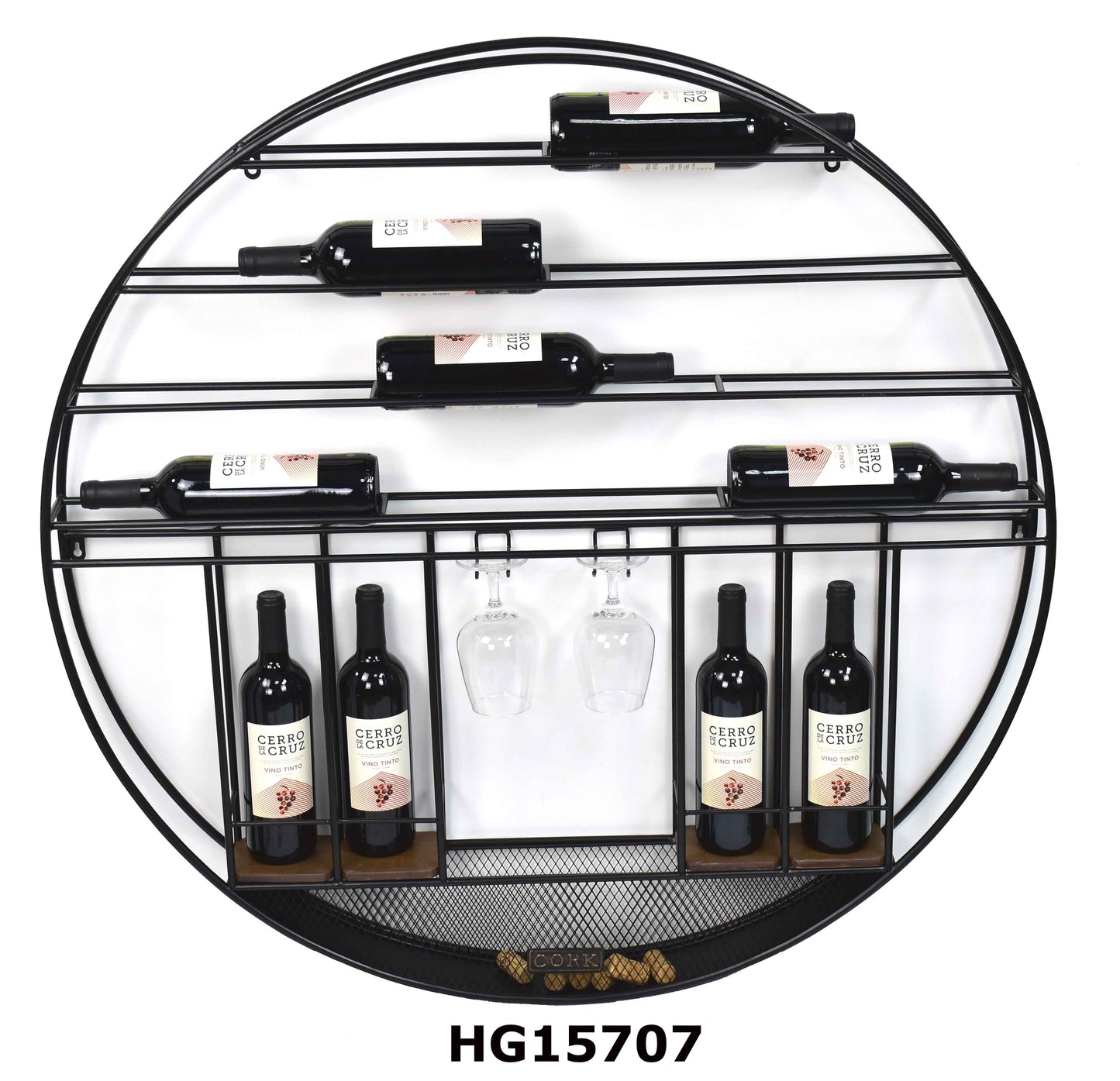 DIY ROUND WALL HANGING WINE RACK 14 BOTTLES