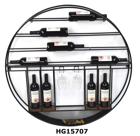 DIY ROUND WALL HANGING WINE RACK 14 BOTTLES