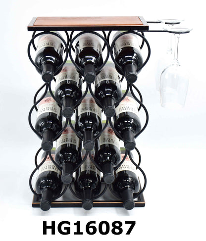 STANDING IRON & MDF WINE RACK 13 BOTTLES