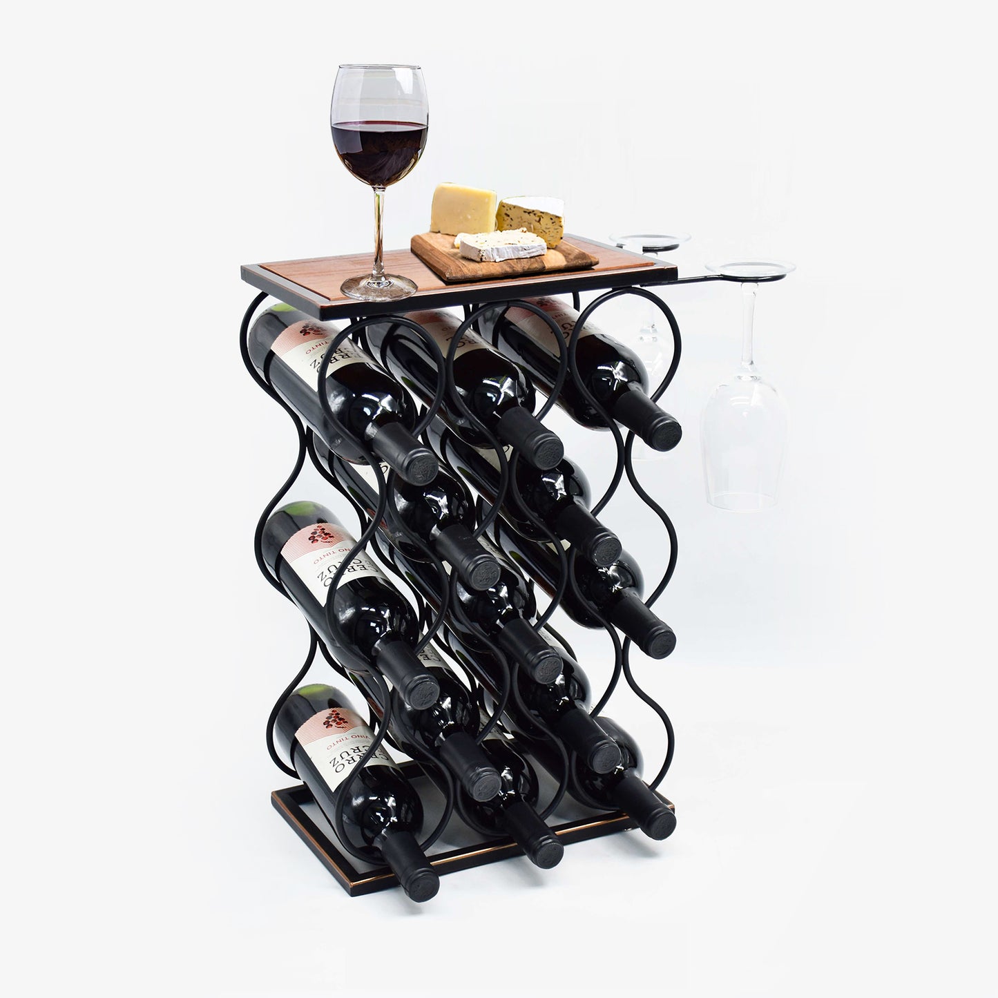 STANDING IRON & MDF WINE RACK 13 BOTTLES
